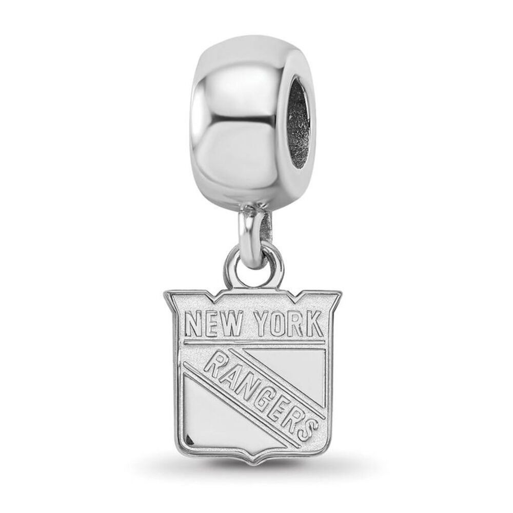 Sterling Silver Rhodium Plated NHL NY Rangers XS Dangle Bead Charm
